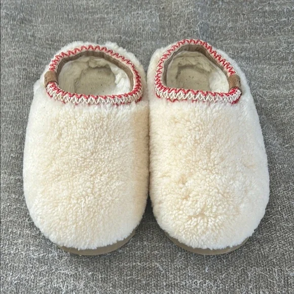 UGG Curly Tazman Slipper Cream Red Trim Women’s 5 - Picture 4 of 11